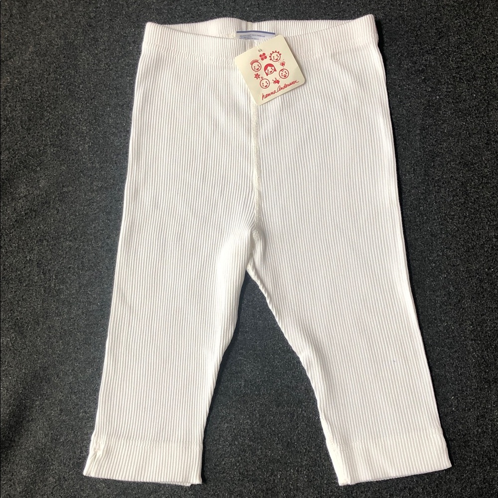 Hanna Andersson 100% Cotton Ribbed Capri Leggings White Size 100 (3-5Yrs)